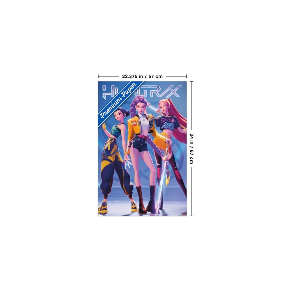 Netflix KPop Demon Hunters (2025) - Huntrix Hero Group Wall Poster, 34L" x 22.4W", Premium Unframed Version